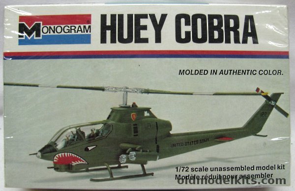 Monogram 1/72 Bell AH-1G Huey Cobra Attack Helicopter - White Box Issue, 5000 plastic model kit